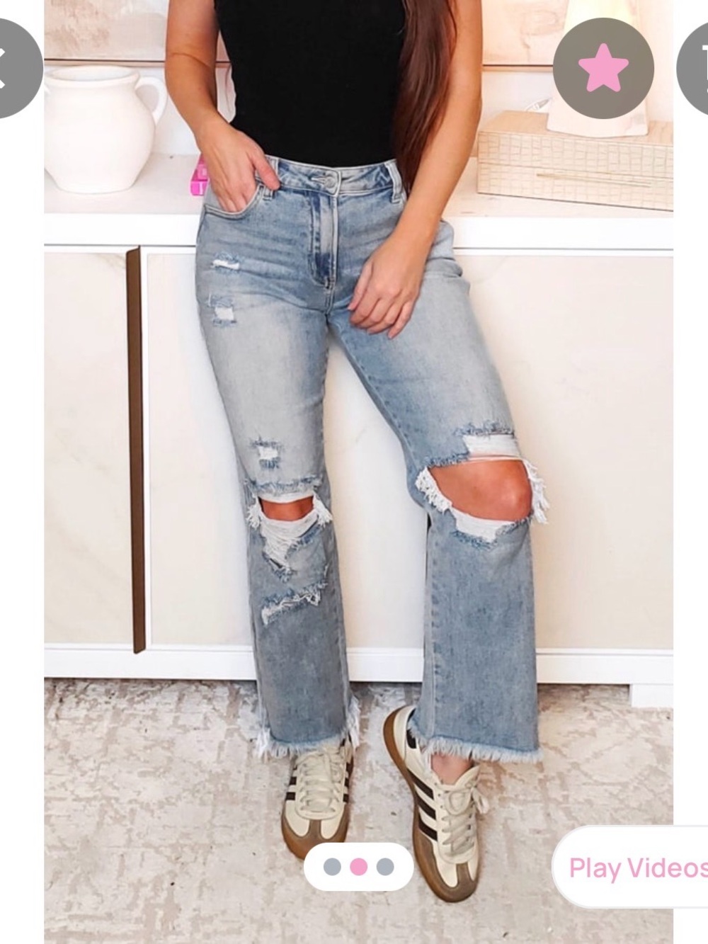 Anniewear Light Wash Distressed Straight-Leg Jeans